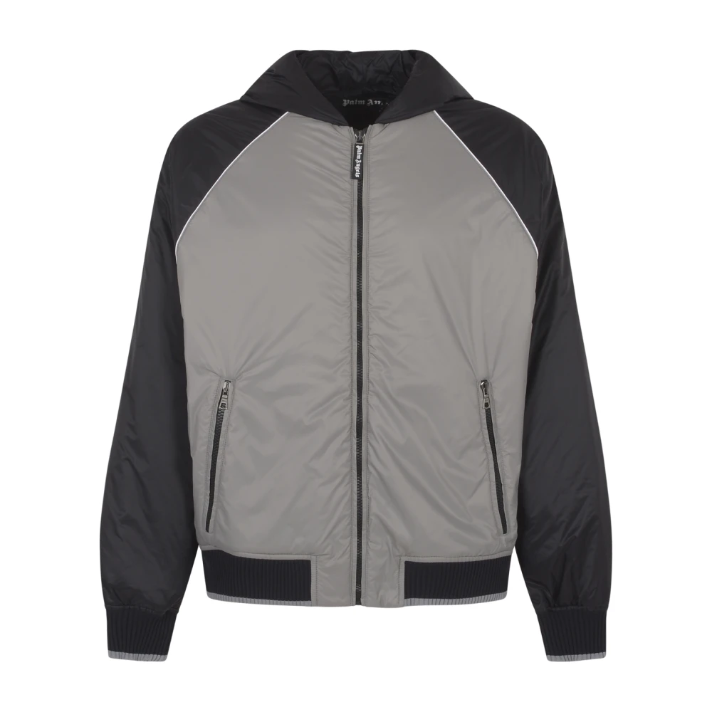 Palm Angels Curved Logo Windbreaker Sweaters Gray Heren