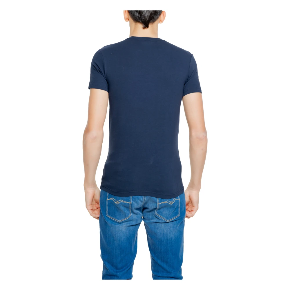 Emporio Armani Blauw Bedrukt T-shirt voor Mannen Blue Heren