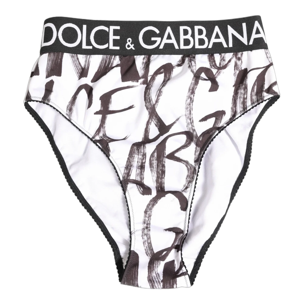 Dolce & Gabbana Graphic Logo High Brief - Female - Underpants - White - S - Underwear