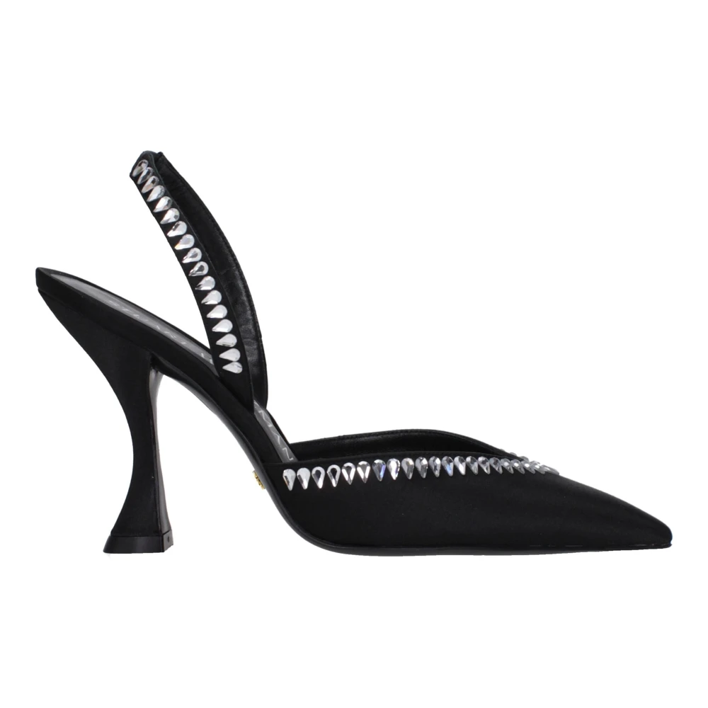 Stuart Weitzman Women's Black Satin Stiletto Heels Sandals