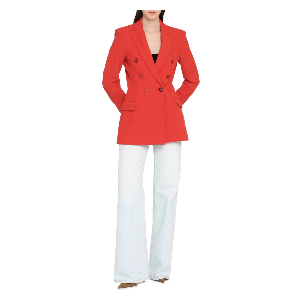 Genny Wollen Double-Breasted Blazer Red Dames