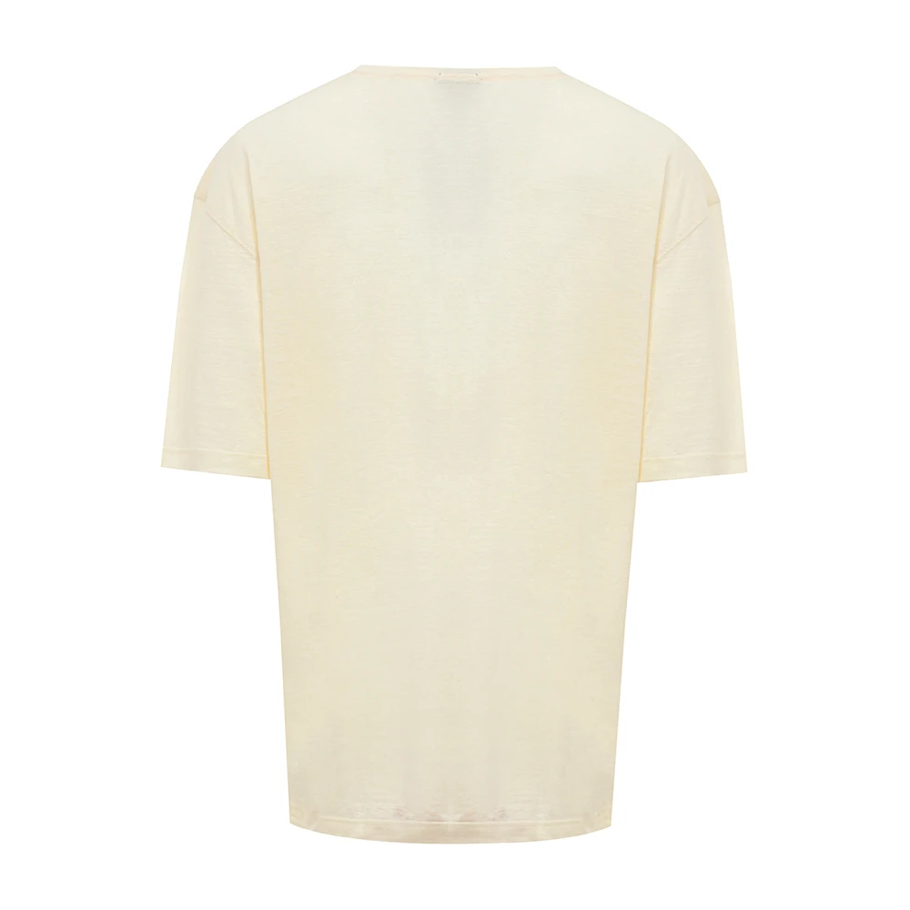 Corneliani Lichtgele Linnen T-Shirt met Korte Mouwen Yellow Heren