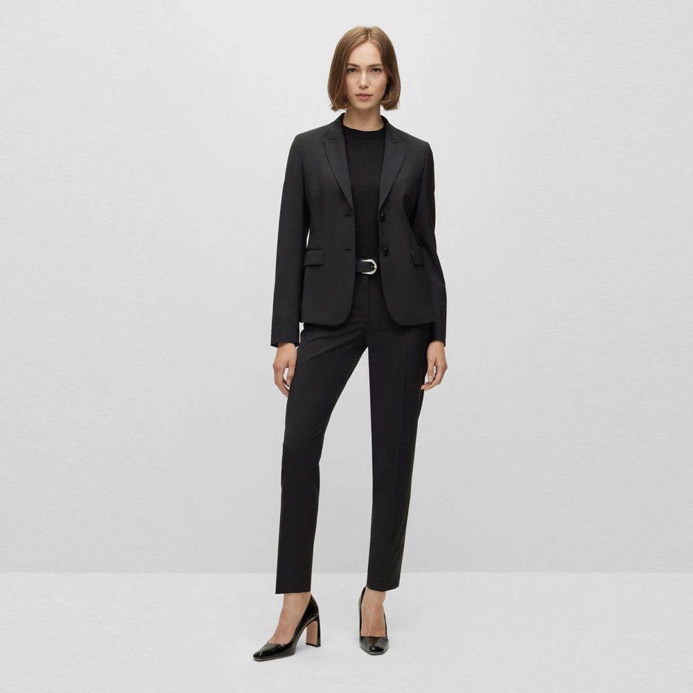 Hugo Boss Klieke Blazer met Knopen en Zakken Black Dames