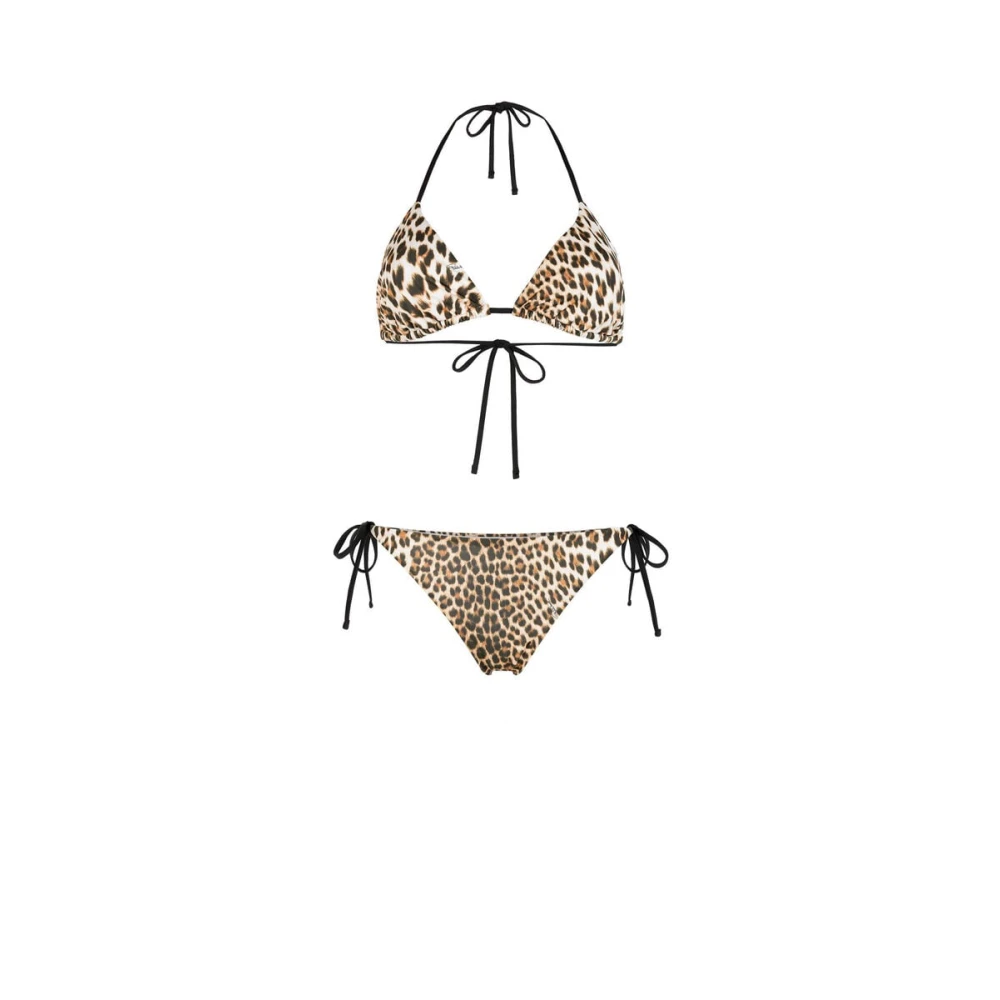 Roberto Cavalli Luipaardprint Halternek Bikini Set Brown Dames