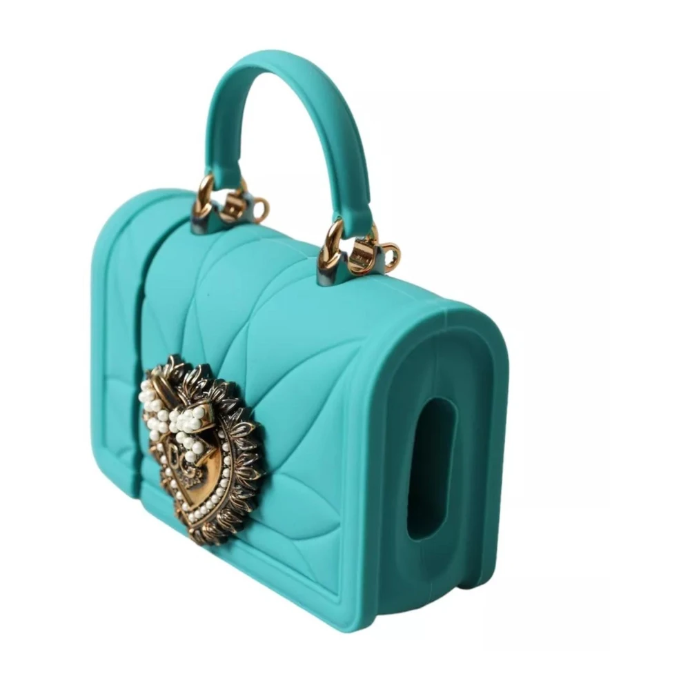 Dolce & Gabbana Gewatteerde Hart Siliconen Airpods Hoes Blue Dames