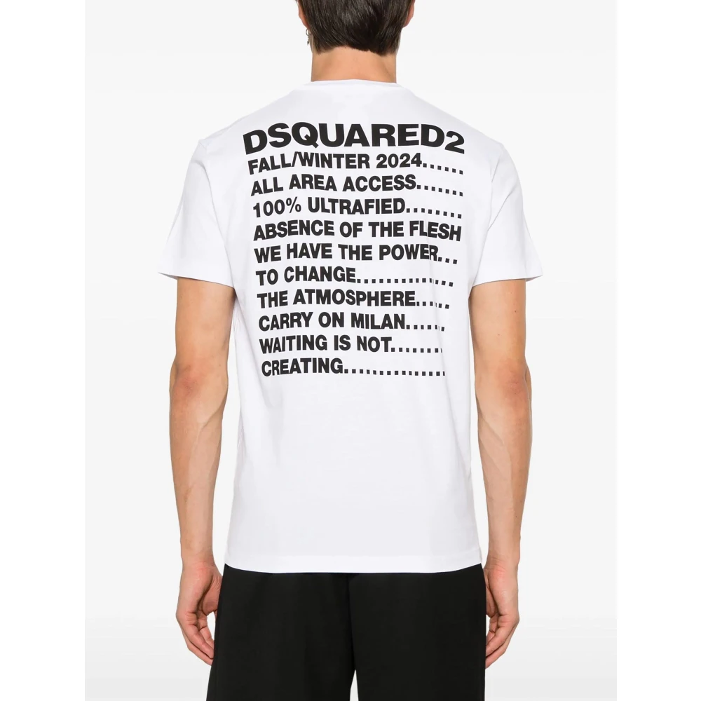 Dsquared2 Grafische Print Ronde Hals T-shirt White Heren