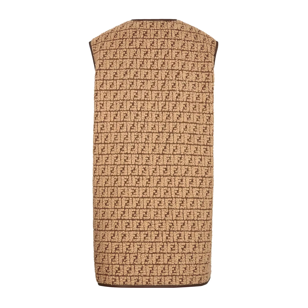 Fendi Beige Wol Kasjmier Vest Aw23 Beige Heren