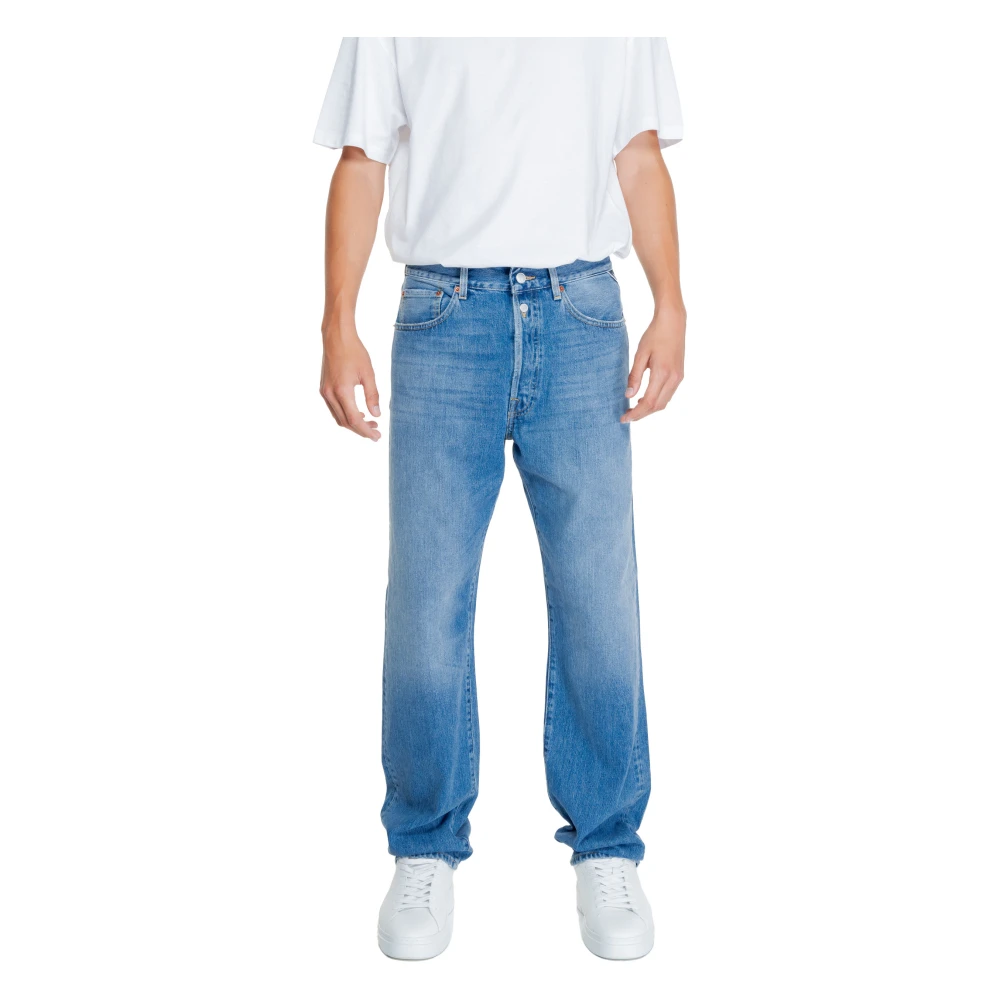Replay Men's Blue Straight Fit Jeans, W33 L32, Cotton Jeans With Pockets