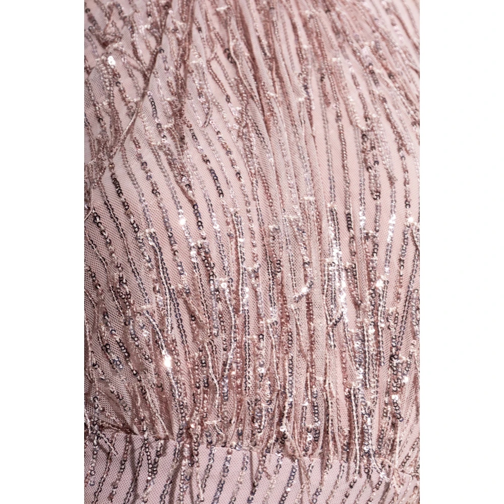 Rotate Birger Christensen Paillettenjurk met Franjes en Glinstering Pink Dames
