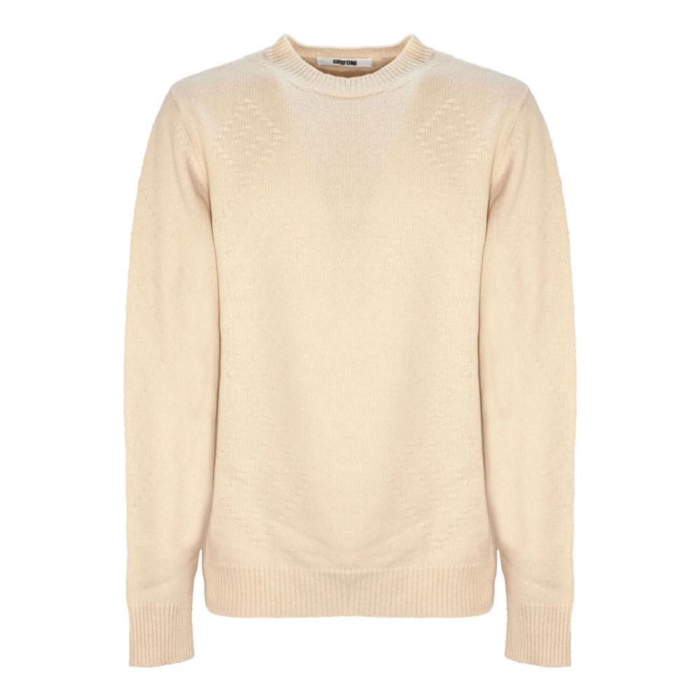 Mauro Grifoni Beige Wollen Trui met Diamantontwerp Beige Heren