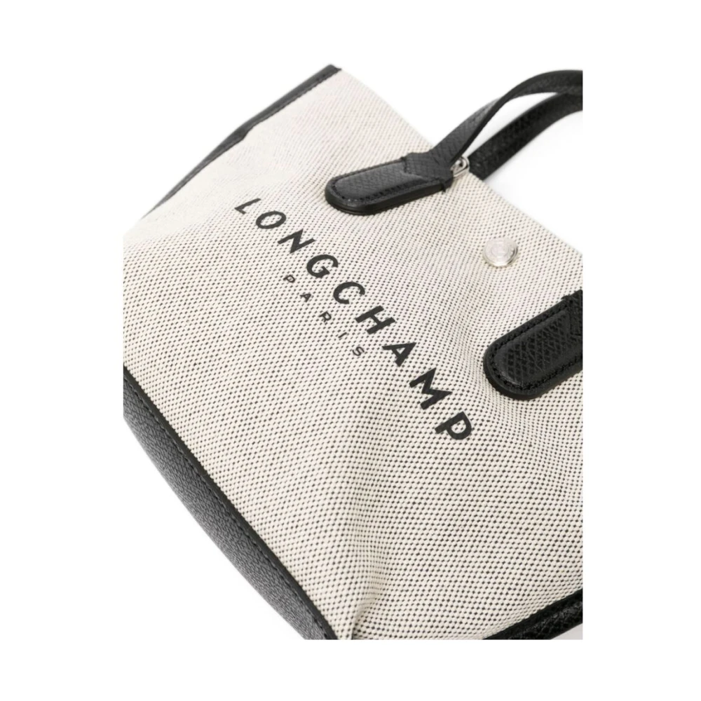 Longchamp Canvas Logo Print Schoudertas Beige Dames