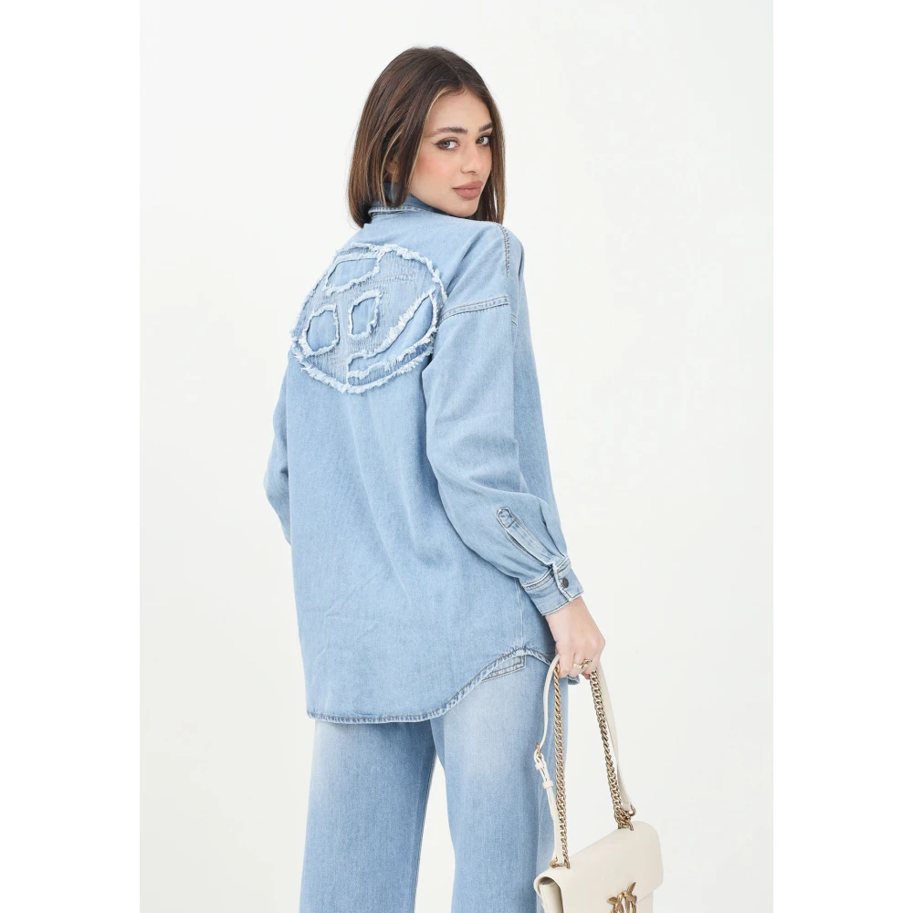 Diesel Lichte Denim Shirt met Verlaagde Schouders Blue Dames