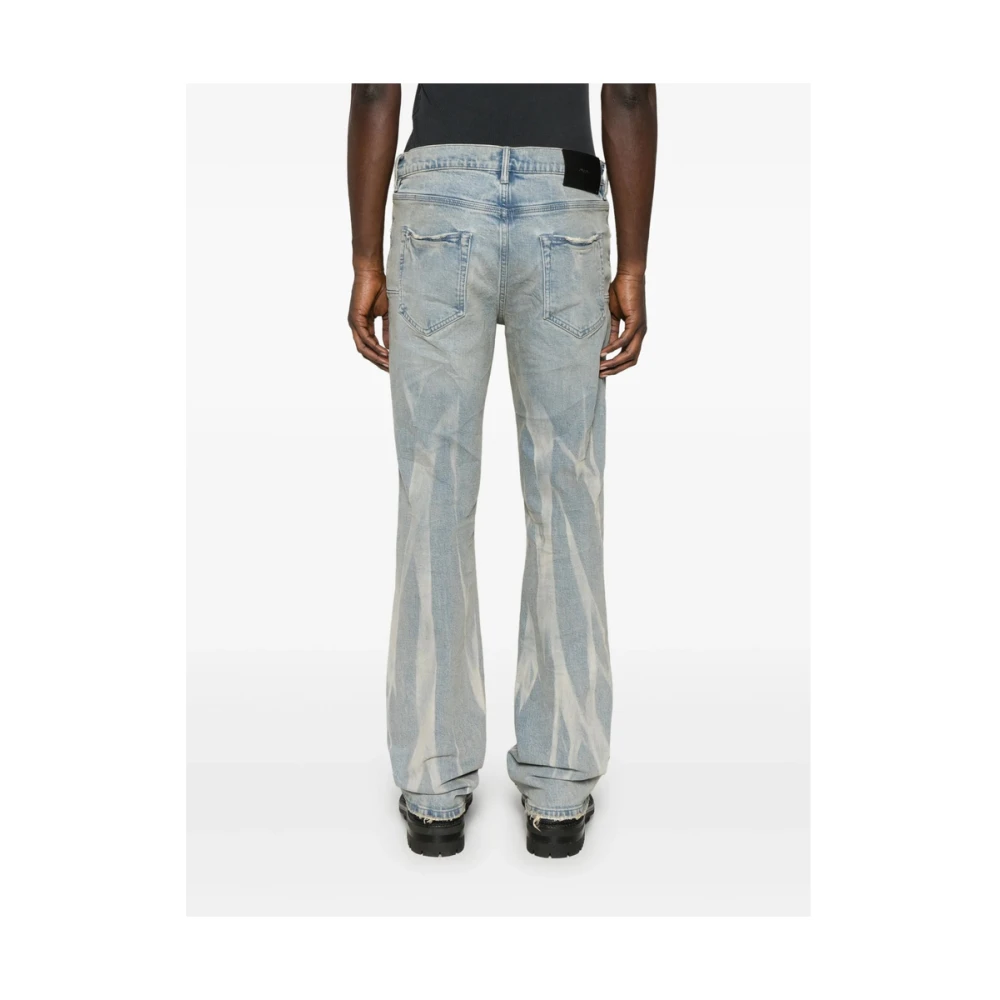 Purple Brand Blauwe Jeans met Knoopsluiting en Whiskering Blue Heren