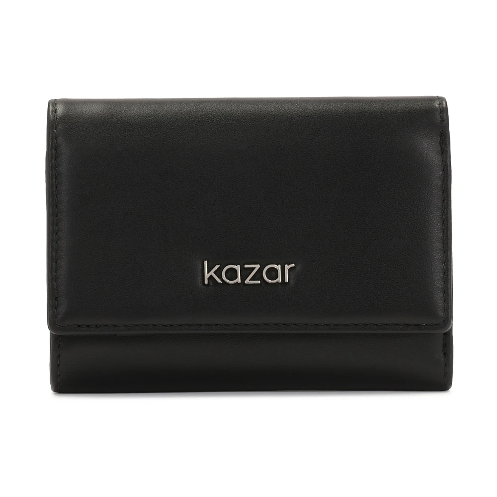 Kazar Compacte zwarte leren portemonnee Black Dames