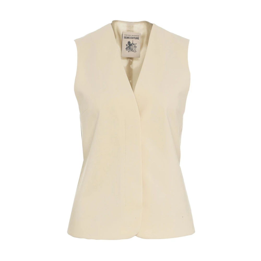 Semicouture Beige Wollen Blend Blazer Vest Beige Dames