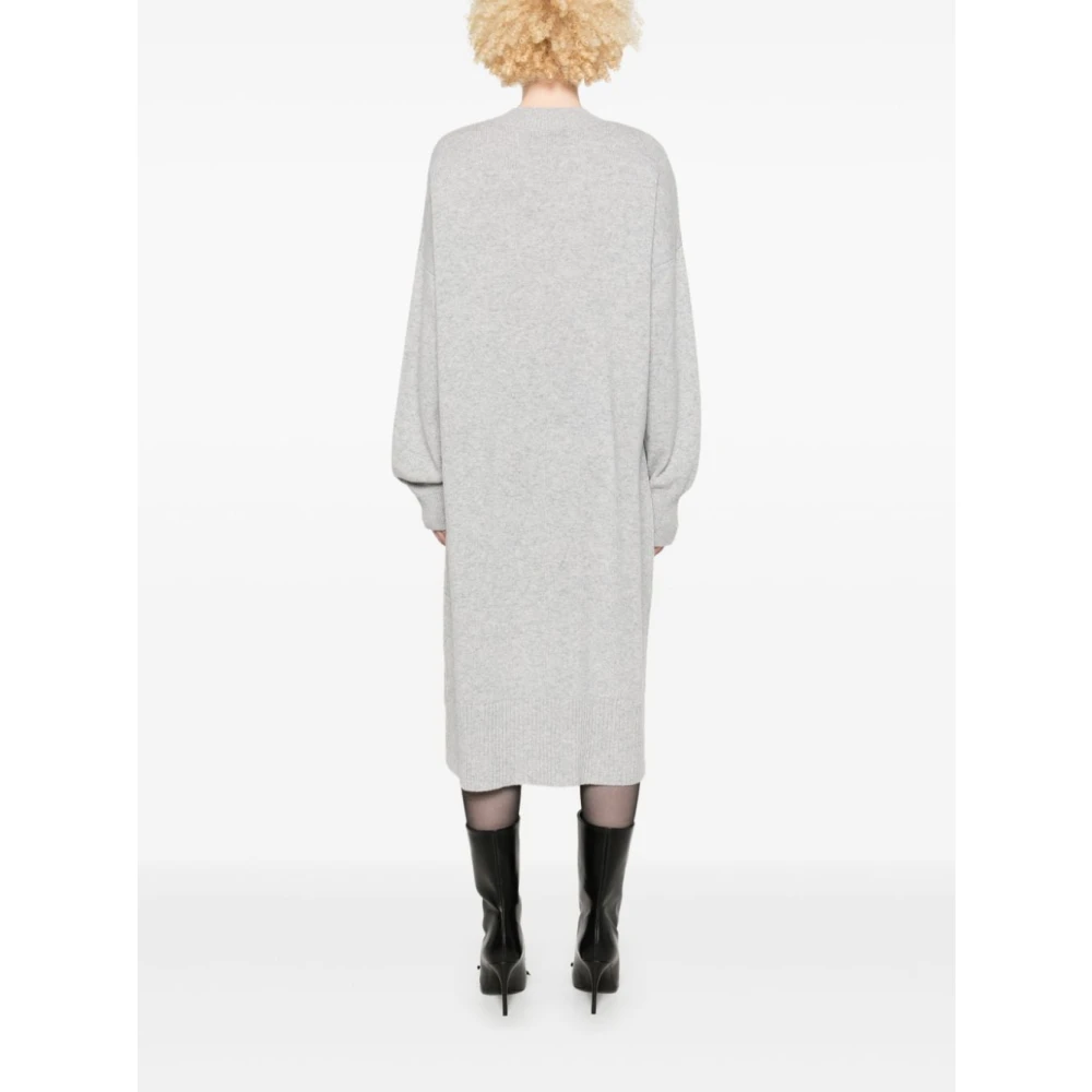 Wild Cashmere Grijze Midi Jurk met V-Hals Gray Dames