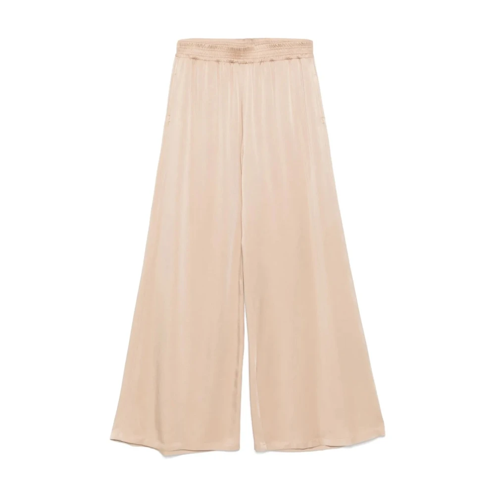 Fabiana Filippi Women's Beige Wide Trousers, 2XS, Wide-Leg Satin Trousers