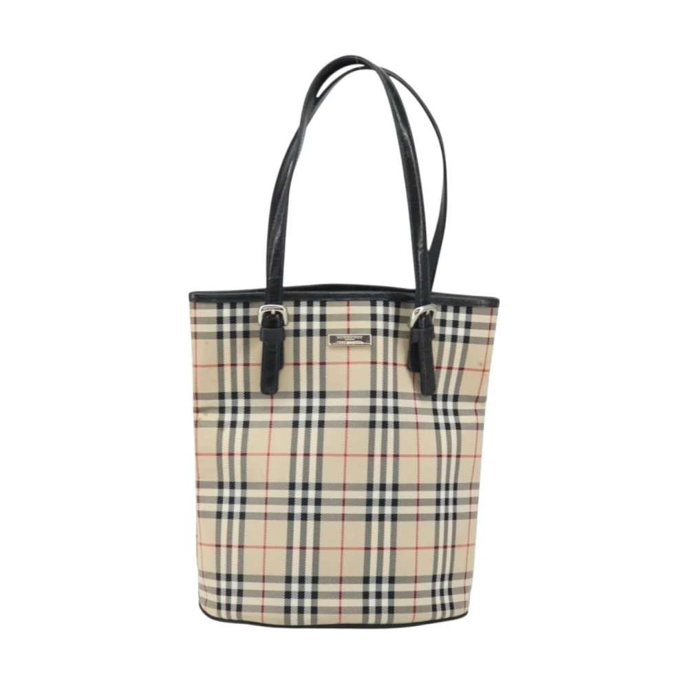 Burberry Vintage Women's Beige Pre-Owned Haymarket Check Tote Bag