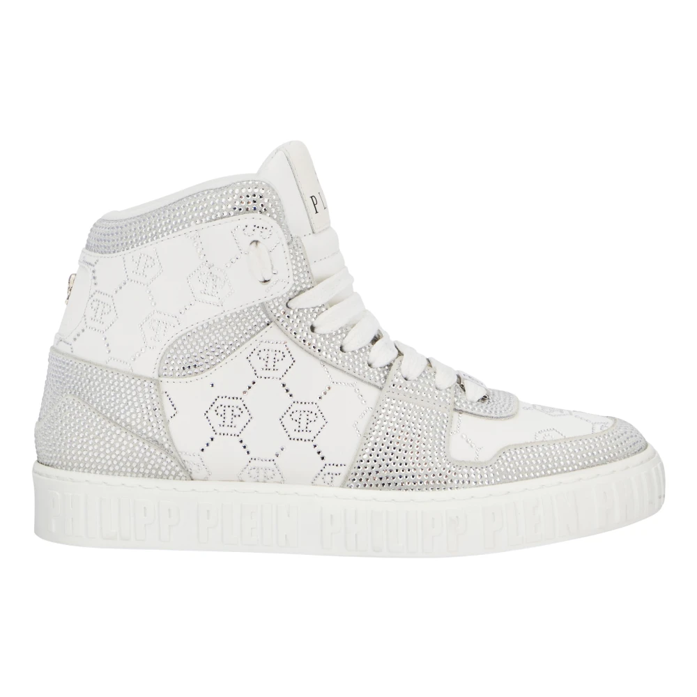 Philipp Plein High Top Sneakers Carson Monogram Strass unisex Schoenen Wit
