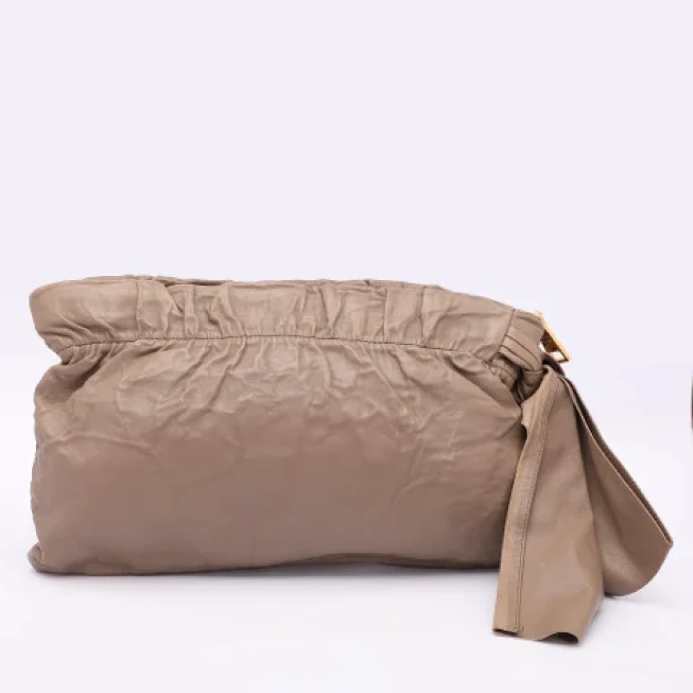 Prada Vintage Pre-owned Leather clutches Beige Dames