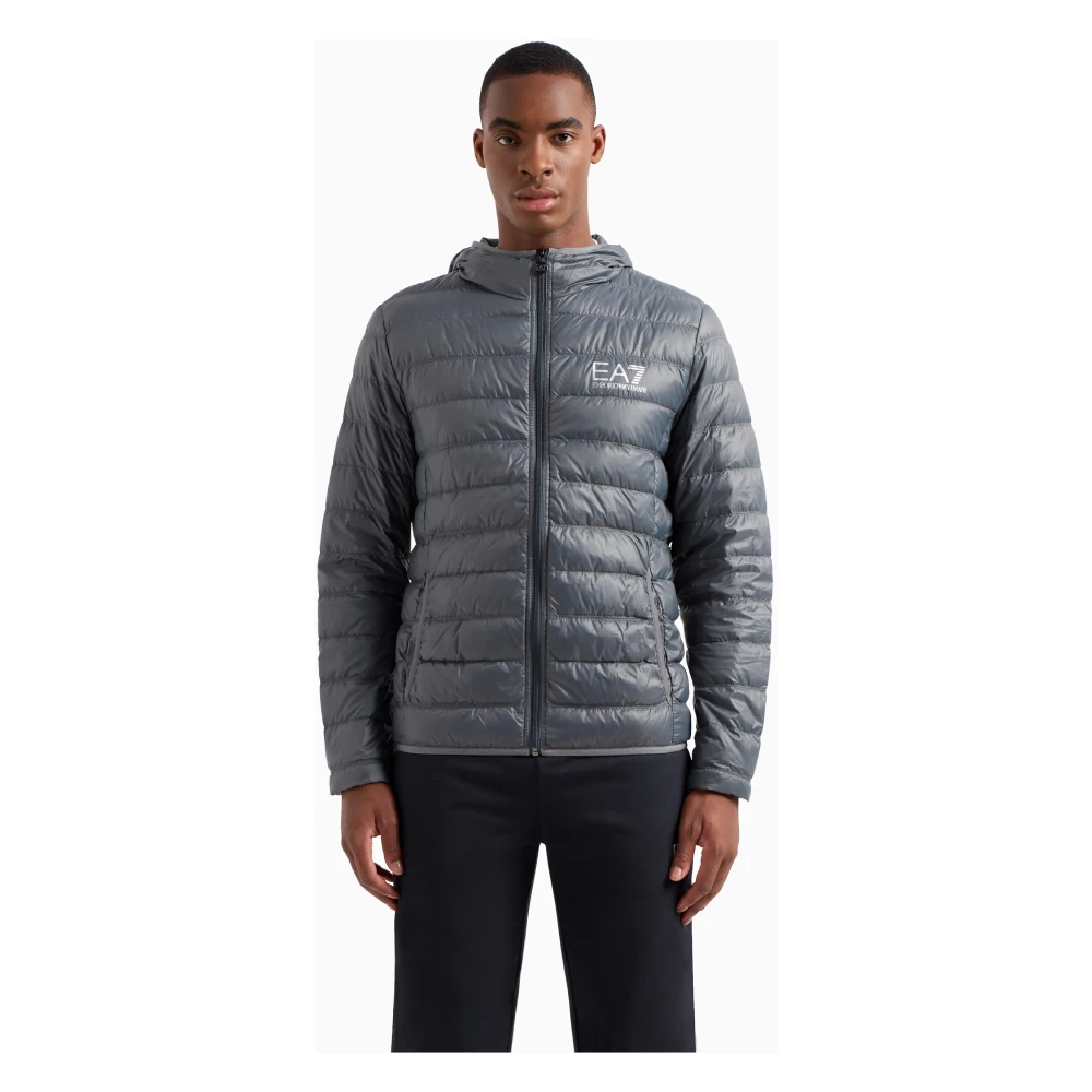 Emporio Armani EA7 Opvouwbare Core Identity Hooded Jas Gray Heren