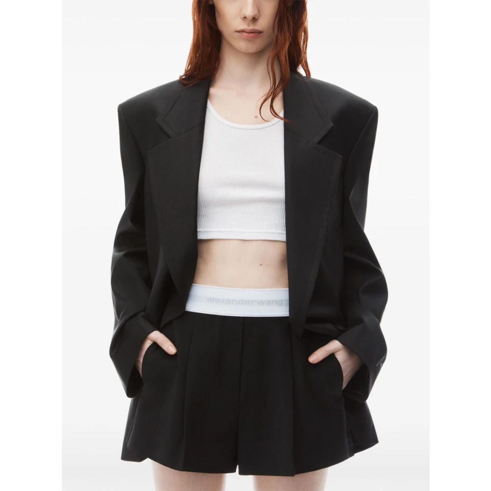 alexander wang Zwarte wolmix high-rise shorts Black Dames