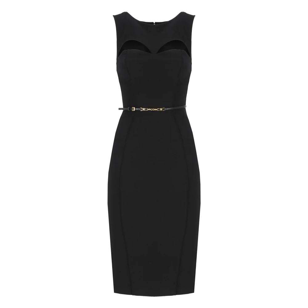 Elisabetta Franchi Zwarte Jurk met Uitsnede Details Black Dames