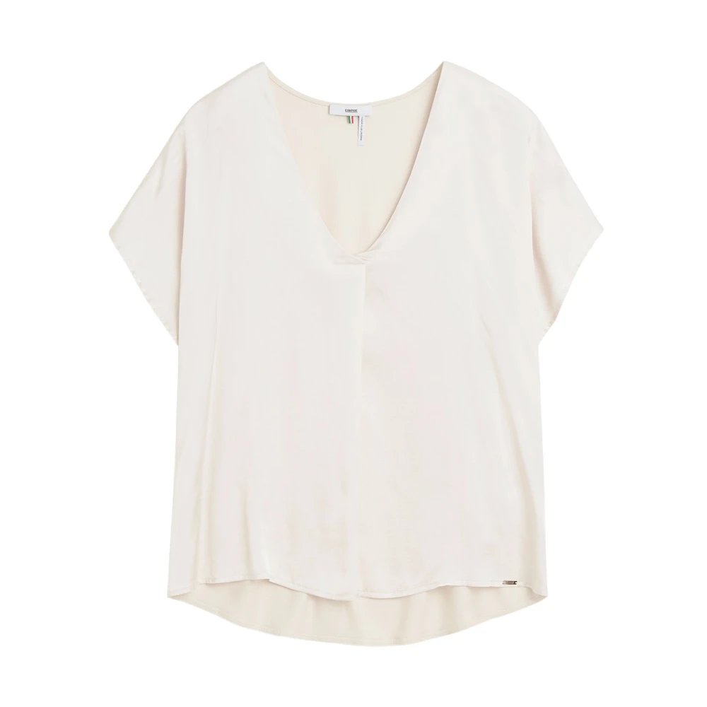 CINQUE Flowy top met glanzende voorkant White Dames