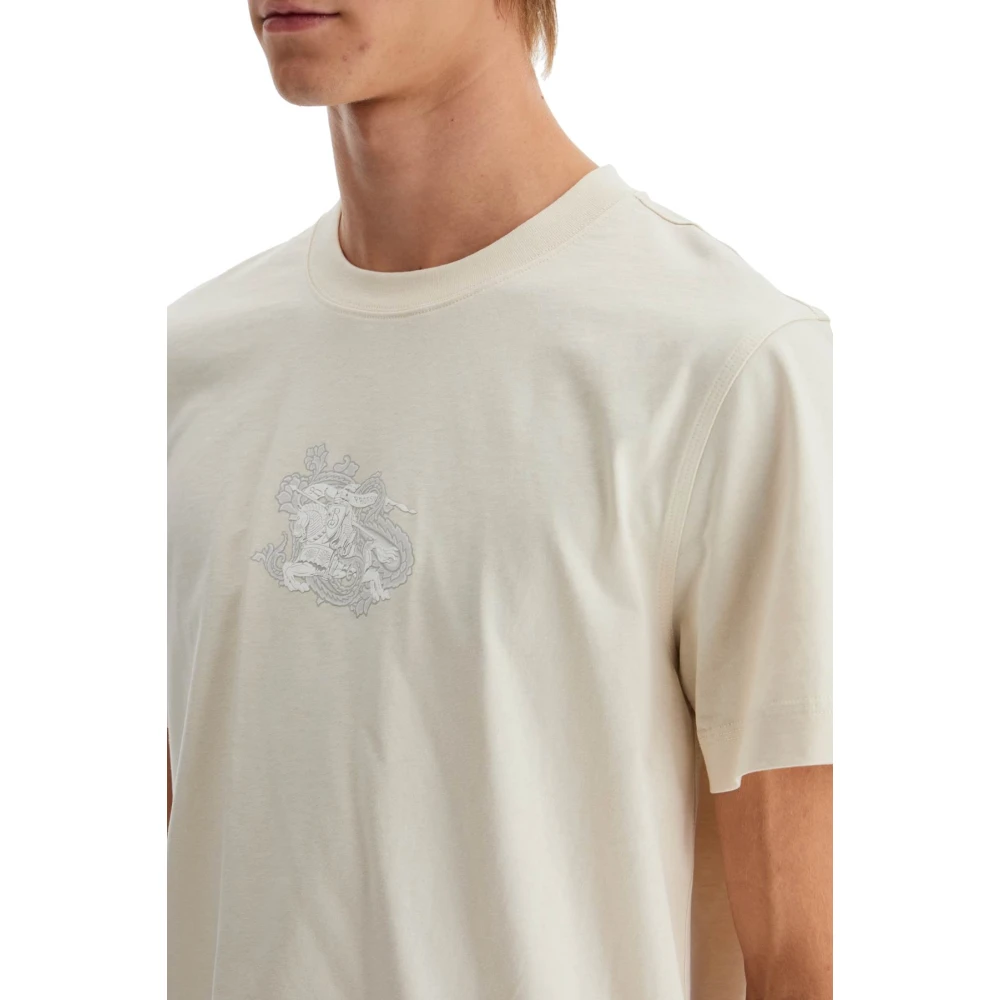 Burberry Equestrian Knight Paisley Print T-Shirt Beige Heren
