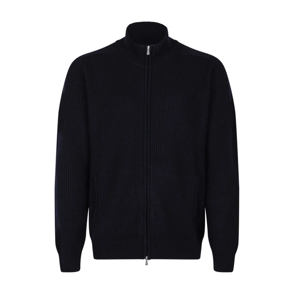 Mørk Blå Zip Cardigan Sweater