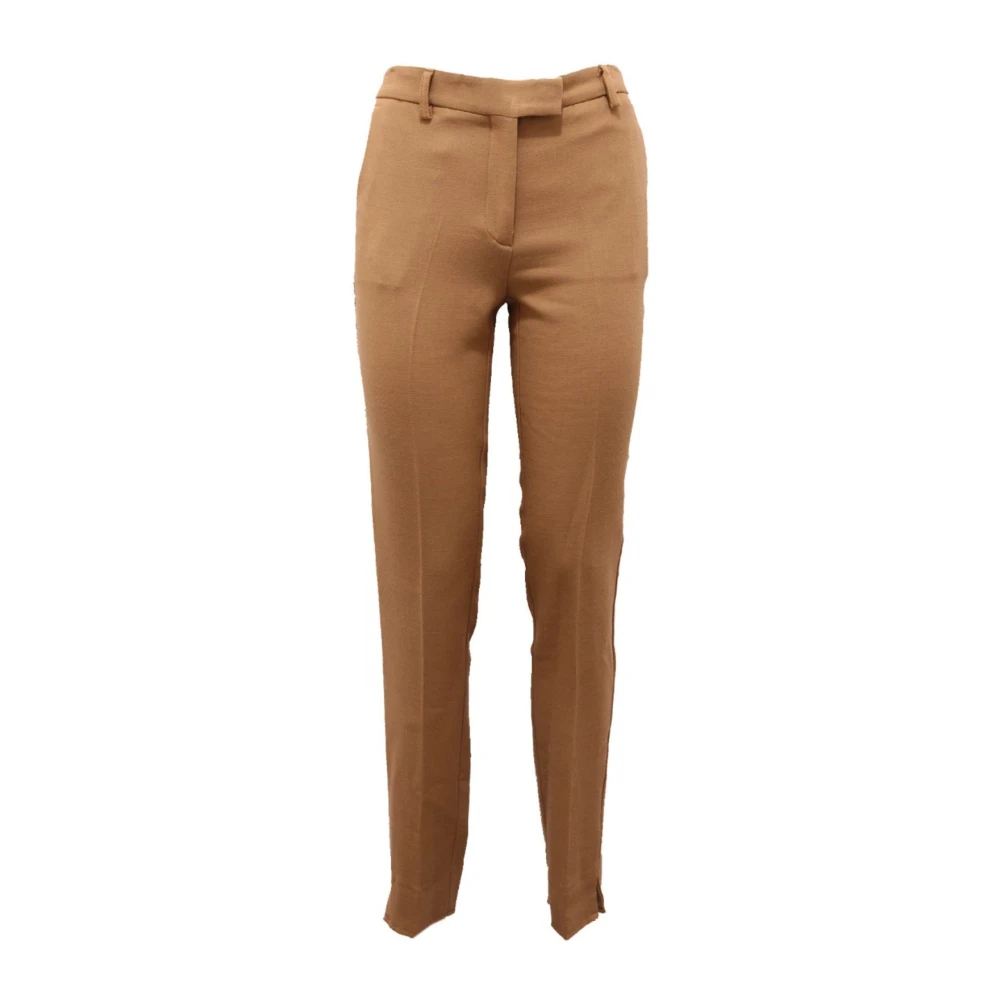Mauro Grifoni Brown Slim-Fit Trousers, Female, Xs, Viscose/Wool Trouser In Camel