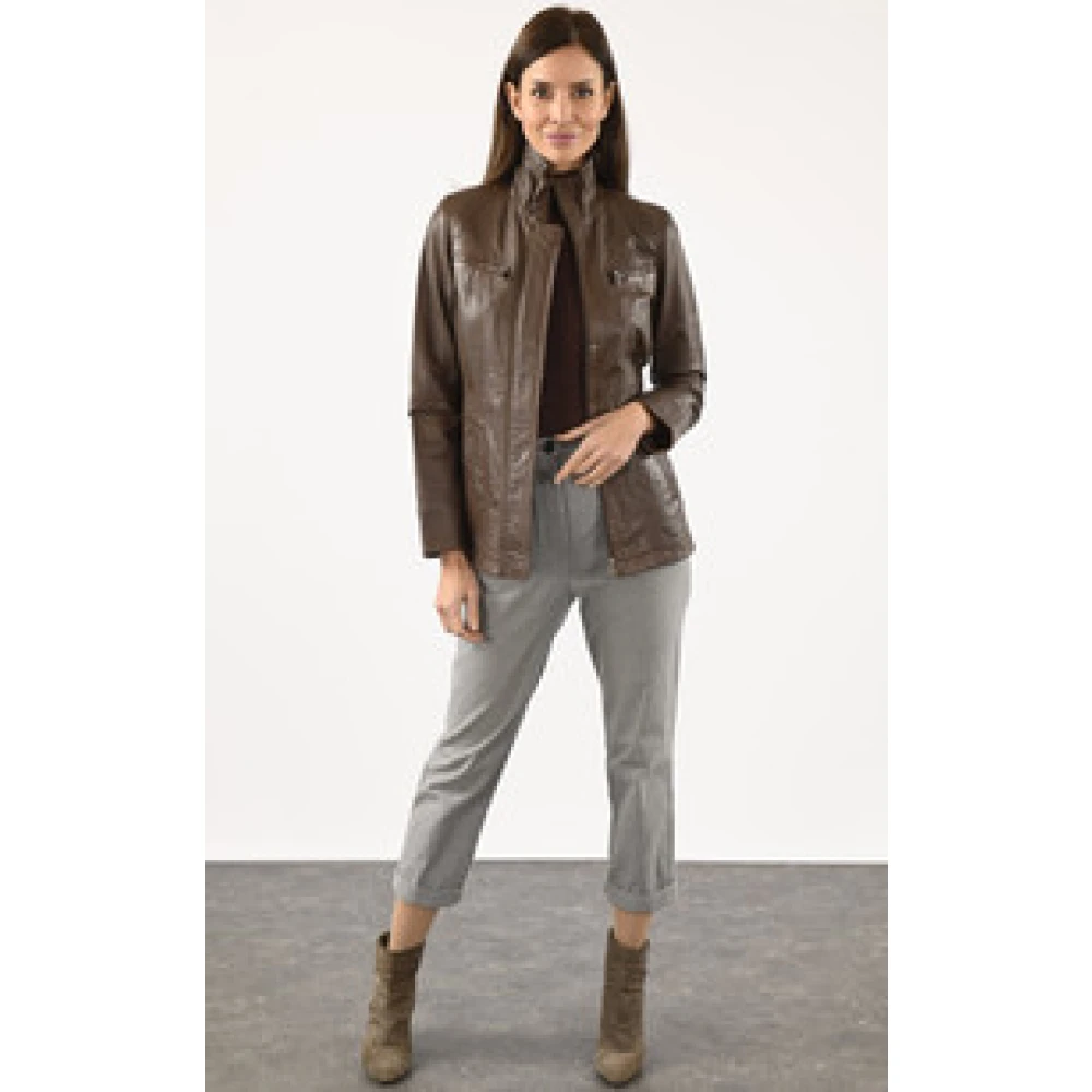 La Canadienne Bruin Leren Comfort Jas Brown Dames