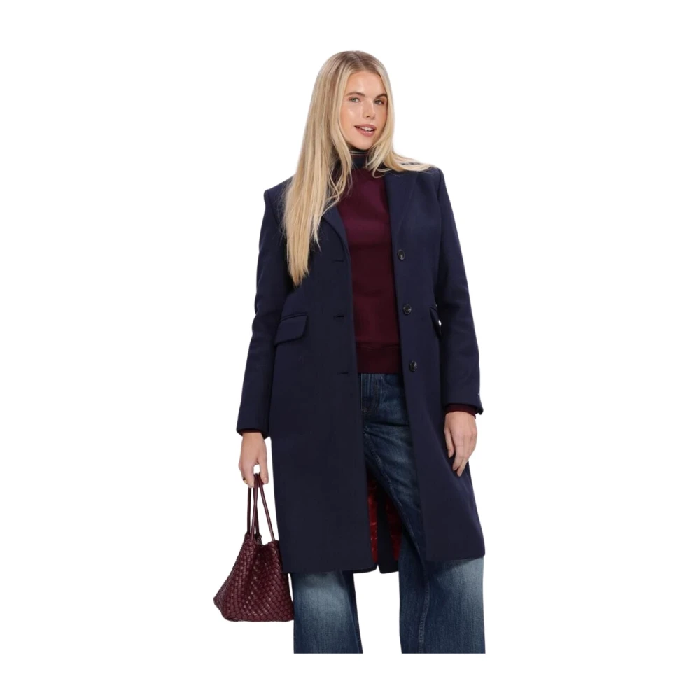 Tommy Hilfiger - Klassischer Einreihiger Wollmantel - Coats - Damen - Blau - L - Bild 3