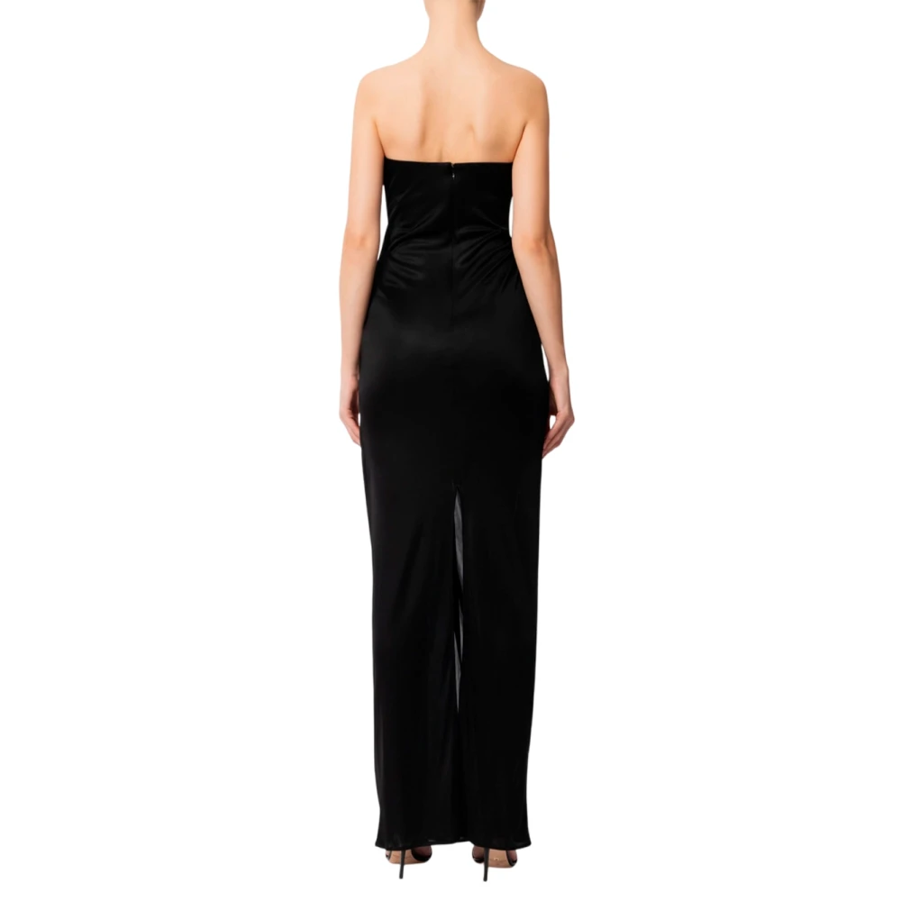 Elisabetta Franchi Elegante Bloemen Jersey Avondjurk Black Dames