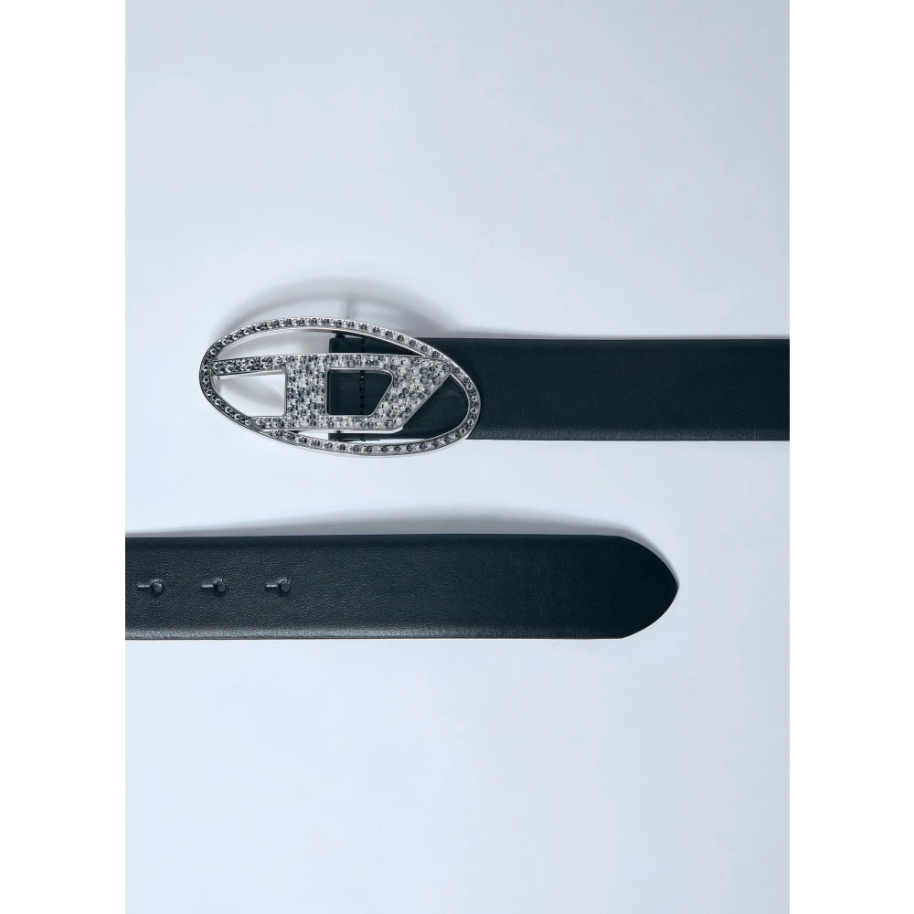 Diesel Kristallen Gesp Leren Riem Black Dames