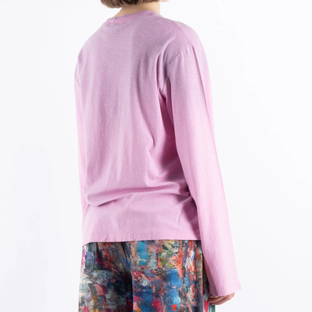 Acne Studios Roze Katoen Hennep T-Shirt Cl0197 Pink Dames