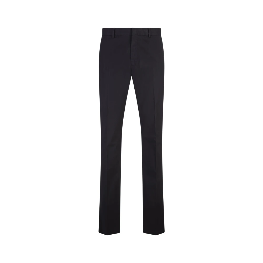 Ermenegildo Zegna Slim Fit Zwarte Katoenen Broek Black Heren