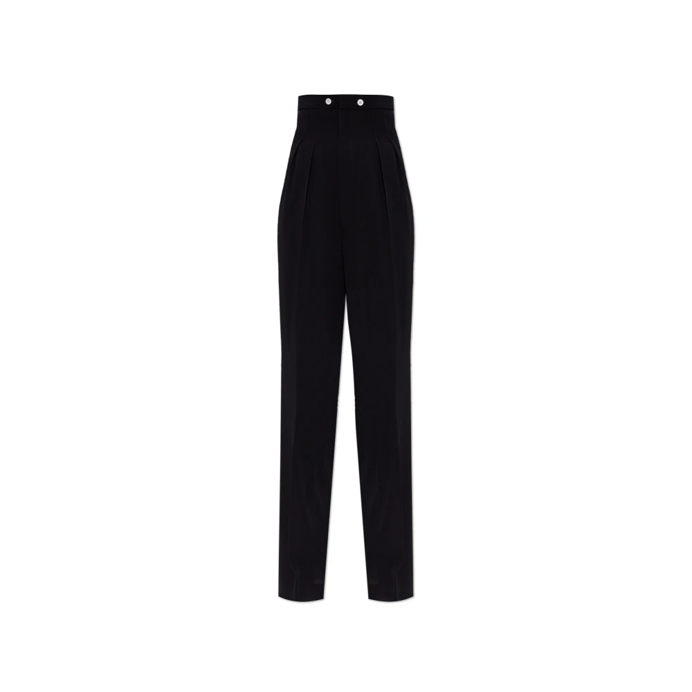 Maison Margiela Women's Black Wool Trousers - Straight Trousers - Xs - Trousers