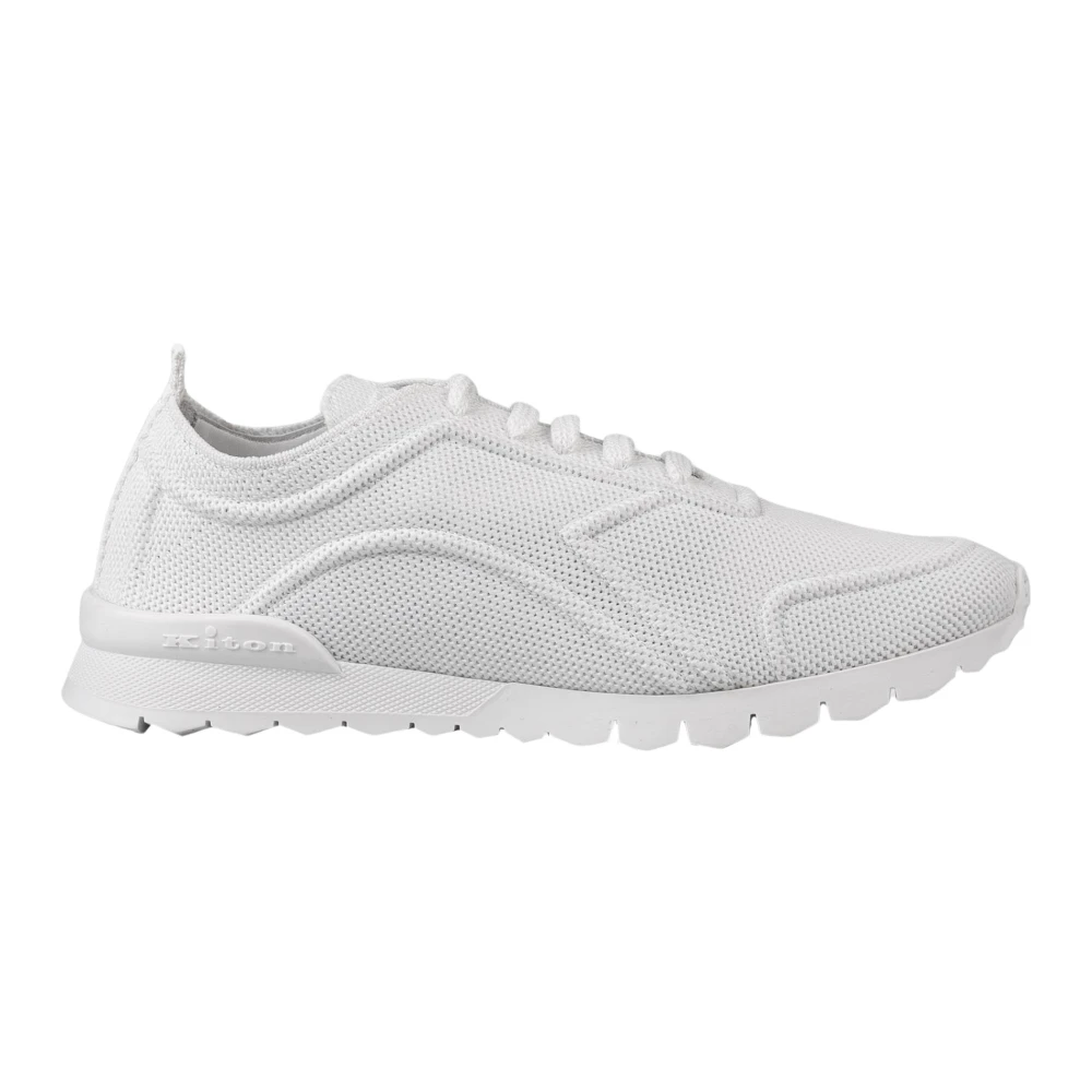 Kiton Textured katoenen sneakers Heren Schoenen Wit