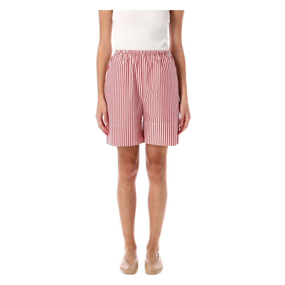 By Malene Birger Gestreepte Katoenen Elastische Taille Shorts By Herenne Birger Red Dames