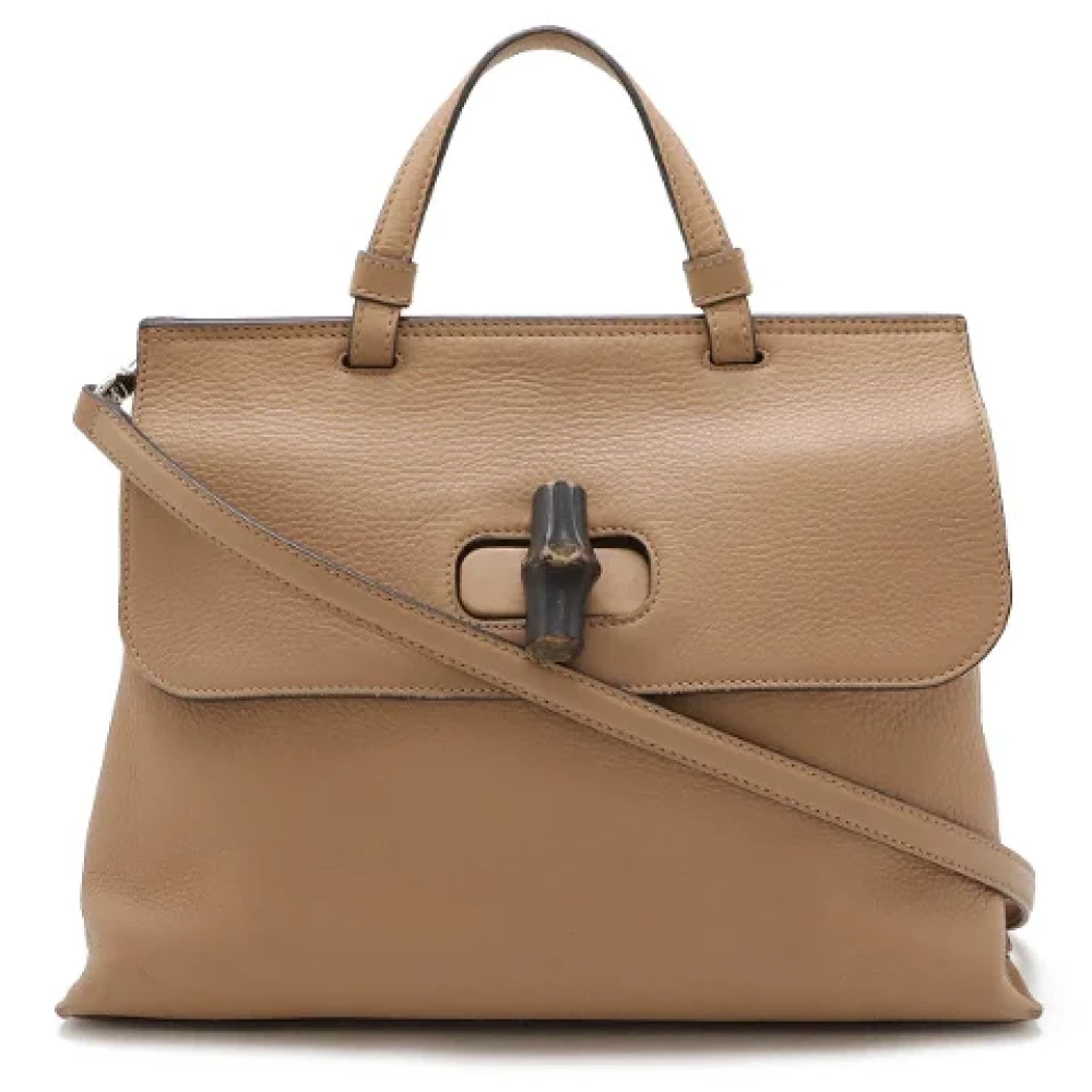 Gucci Vintage Pre-owned Leather gucci-bags Beige Dames