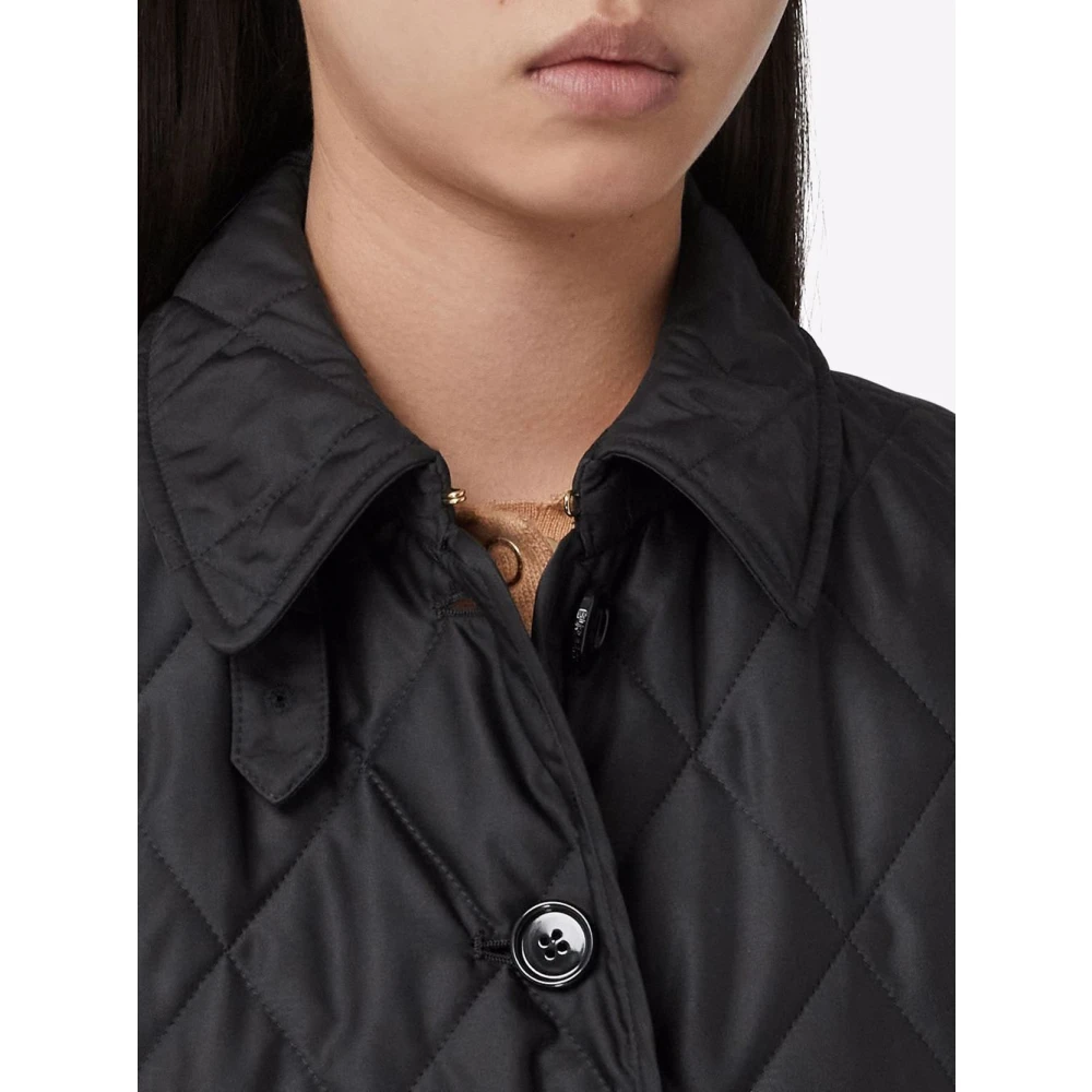 Burberry Zwarte Diamond Quilted Thermoregulated Jas Black Dames