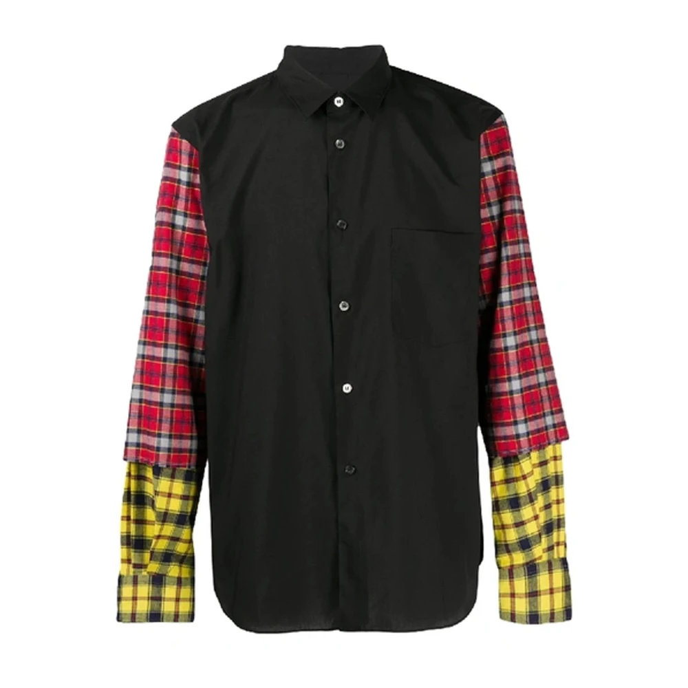 Comme des Garçons Geruite Mouw Overhemd Flanel Effect Black Heren