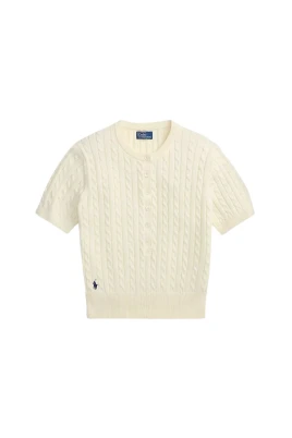 Flätstickad Henley-tröja