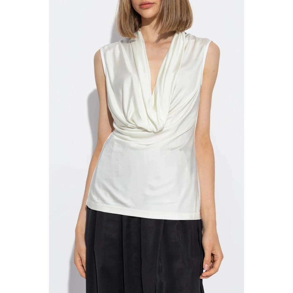 Helmut Lang Top met gedrapeerde halslijn White Dames