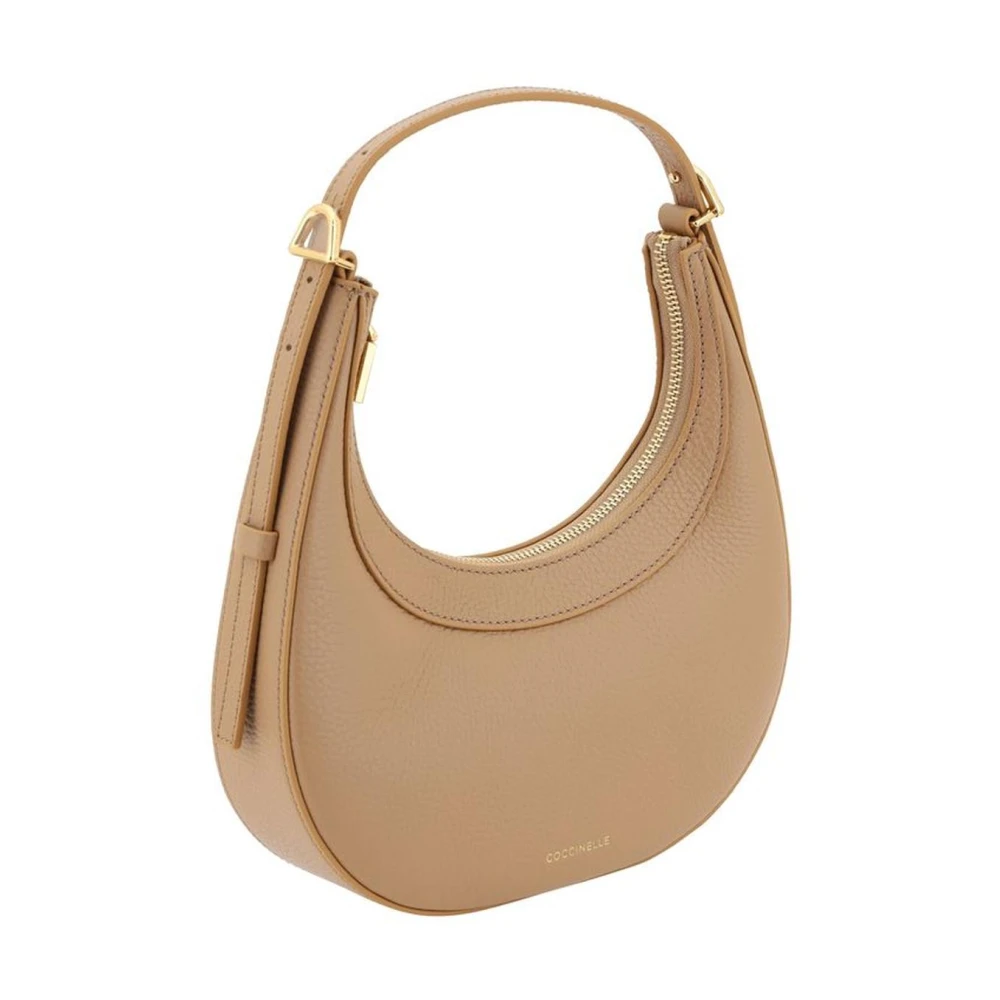 Coccinelle Schoudertas van generfd leer met verstelbare bandjes Beige Dames