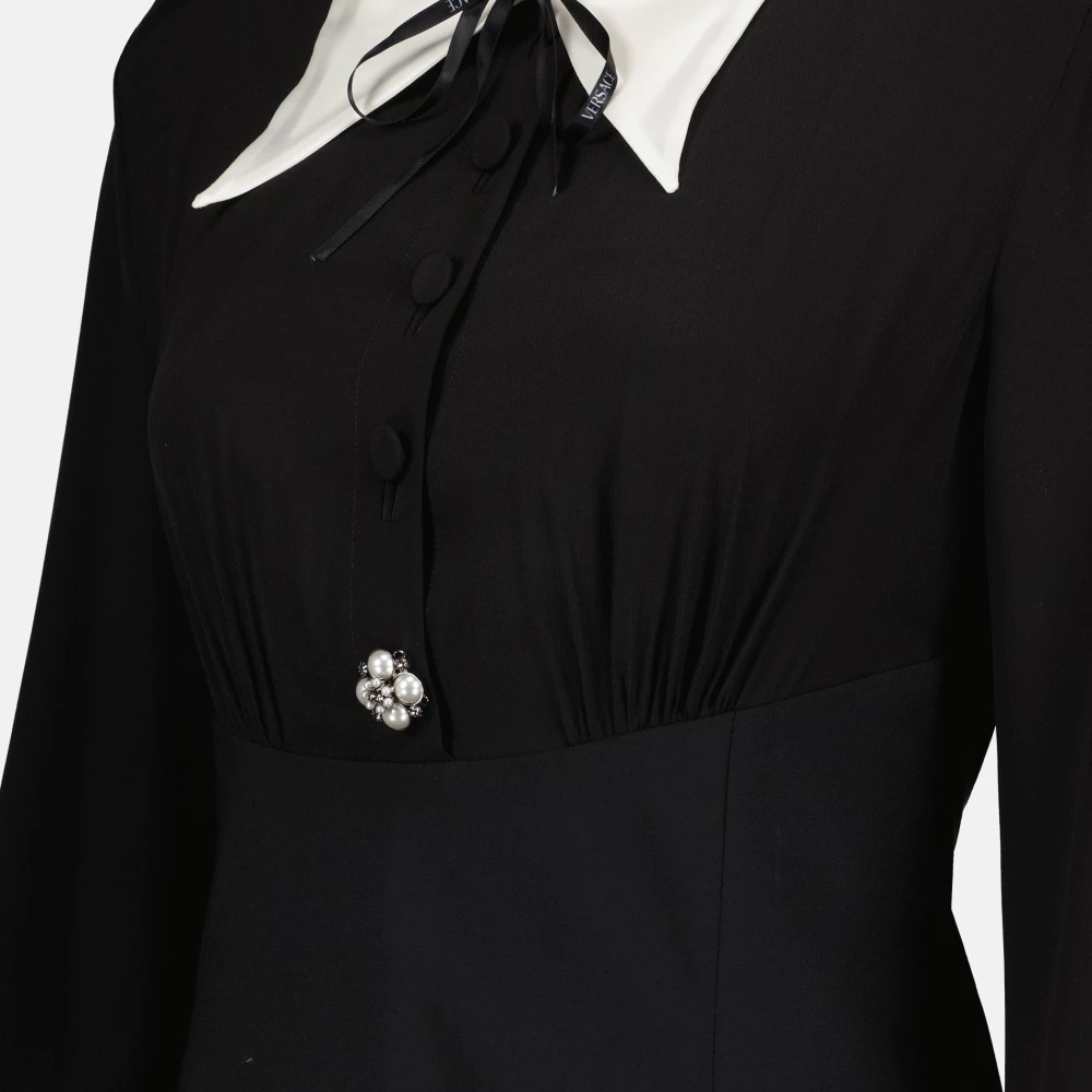 Versace Zwarte Zijden Mini Jurk Black Dames