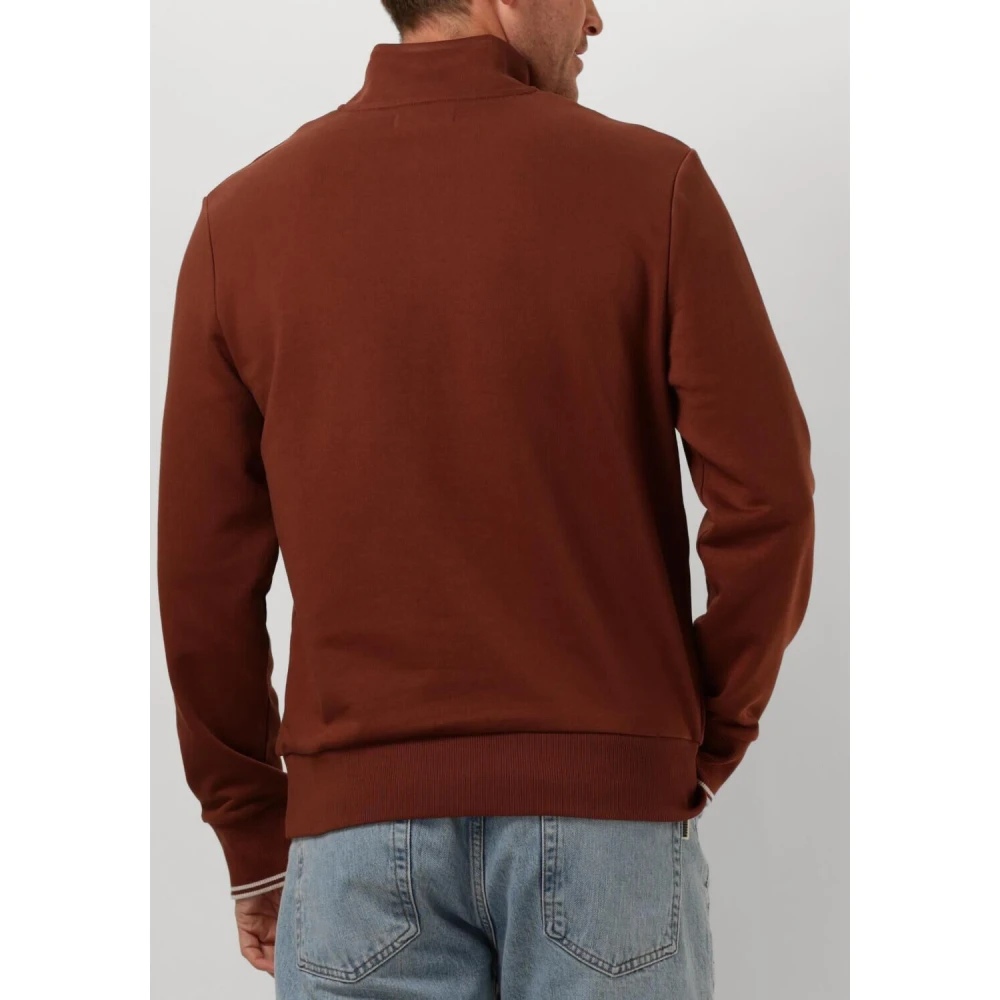 Fred Perry Half Zip Sweatshirt Heren Sweaters Brown Heren