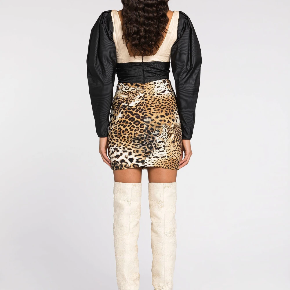 Roberto Cavalli Luipaardprint Mini Jurk Multicolor Dames