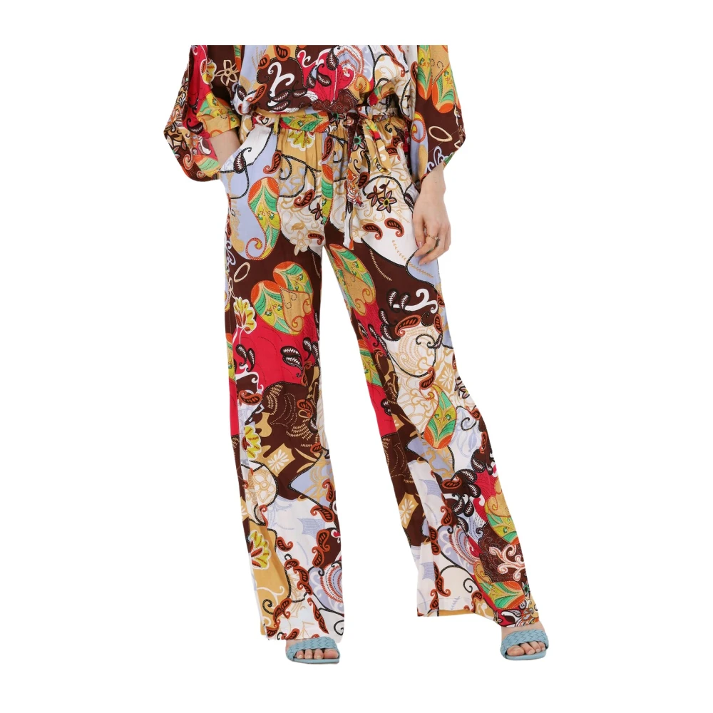 Summum Woman Festival Print Viscose Satin Broek Multicolor Dames